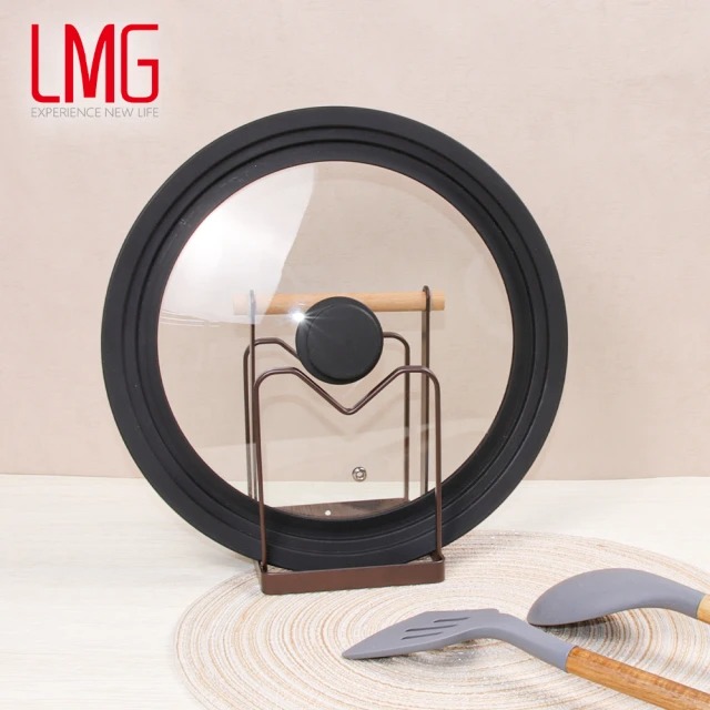 【LMG】★多功能矽膠玻璃鍋蓋-適用26/28/30cm鍋型 黑色/奶茶色